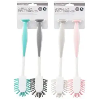 B&M Suction Dish Brushes 2pk - Grey & Blush - Image 2