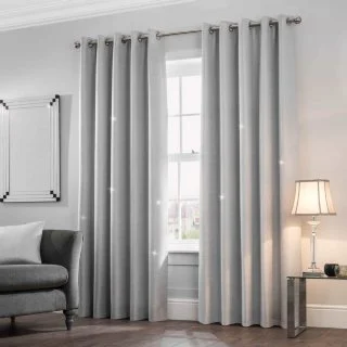 B&M Mystica Shimmer Thermal Lined Silver Curtains 66 X 90"