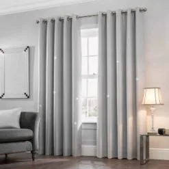 B&M Mystica Shimmer Thermal Lined Silver Curtains 66 X 72"