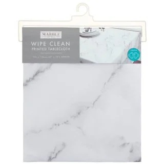 B&M Grey Wipe Clean Printed Tablecloth 132 X 178cm - Marble - Image 2