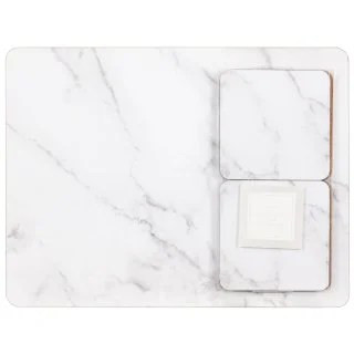 B&M Modern Cork Placemat & Coaster Set 8pc - Marble - Image 2
