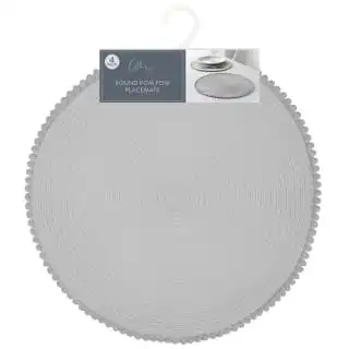 B&M Grey Round Pom Pom Placemats 4pk - Image 2