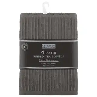 B&M Ribbed Tea Towels 3pk - Grey
