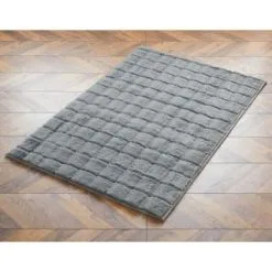 Heritage Collection Grid Faux Fur Rug 100 X 150cm - Grey
