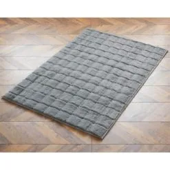 B&M Grid Faux Fur Rug 60 X 110cm - Grey