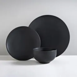 B&M Matte Black Dinner Set 12pc