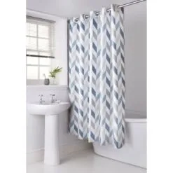 B&M Hookless Print Shower Curtain - Blue