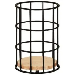 B&M Black Cutlery Holder With Wooden Base