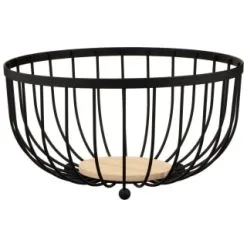 B&M Black Fruit Basket With Wooden Base