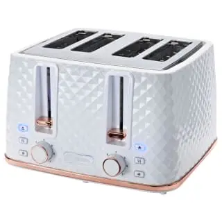 Goodmans Diamond 4 Slice Toaster - White & Rose Gold