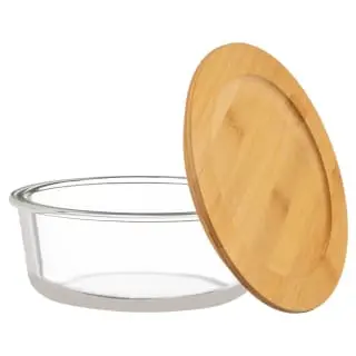 B&M Round Glass Food Container With Bamboo Lid - Image 2