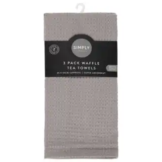 Simply Everyday Waffle Tea Towels 3pk - Grey