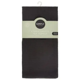 Simply Everyday Waffle Tea Towels 3pk - Black