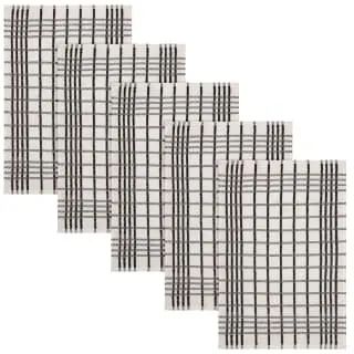 B&M Essentials Check Tea Towels - Black 5pk - Image 3