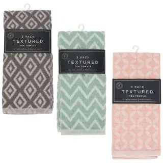 B&M Blush Textured Tea Towels 3pk - Image 4