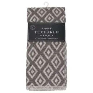 B&M Grey Textured Tea Towels 3pk