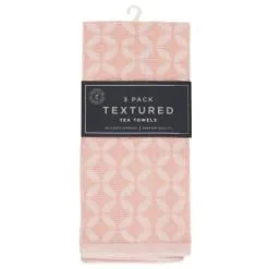 B&M Blush Textured Tea Towels 3pk