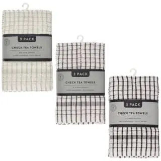B&M Check Tea Towels - Sage 3pk - Image 5