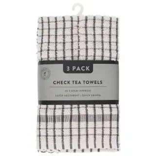 B&M Grey Check Tea Towels 3pk