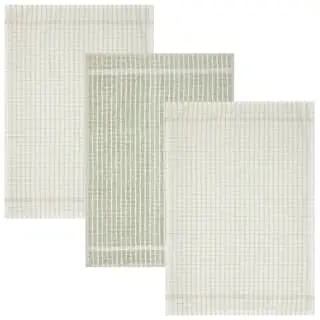 B&M Check Tea Towels - Sage 3pk - Image 2