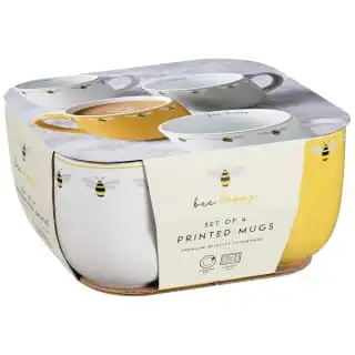 B&M Bee Happy Printed Mugs - 4pk - Image 6