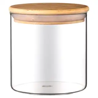 B&M Natural Home Glass Jars In Bamboo Stand 3pk - Image 2