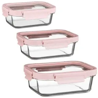 B&M Pink Glass Food Container - Medium - Image 3