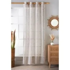 Home & Co Tufted Leaf Voile 55 X 90" - Moonbeam