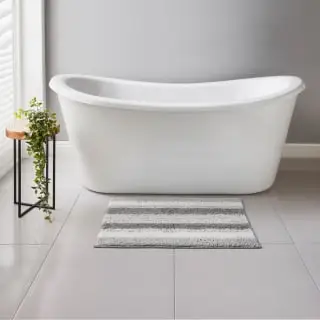 B&M Newbury Stripe Bath Mat 50 X 80cm - Grey