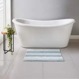 B&M Newbury Stripe Bath Mat 50 X 80cm - Blue