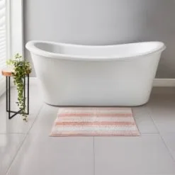 B&M Newbury Stripe Bath Mat 50 X 80cm - Blush