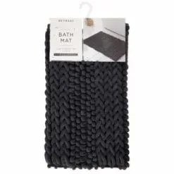 Retreat Knitted Bath Mat 50 X 80cm - Charcoal