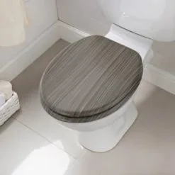Addis Grey Wood Toilet Seat