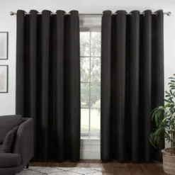B&M Colorado Hopsack Fully Lined Black Eyelet Curtains 66 X 90"