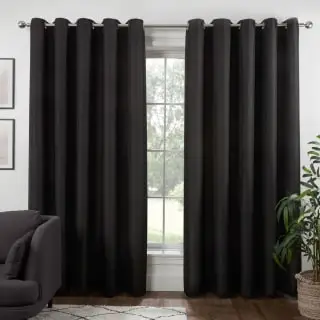 B&M Colorado Hopsack Fully Lined Black Eyelet Curtains 66 X 90"