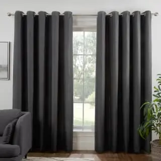 B&M Colorado Hopsack Fully Lined Charcoal Eyelet Curtains 90 X 90"