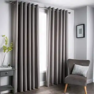 B&M Oxford Grey Black Out Curtains With Eyelets 66 X 72"