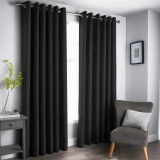 B&M Oxford Black Black Out Curtains With Eyelets 66 X 90"