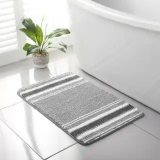 Maine Stripe Memory Foam Bath Mat 50 X 80cm - Grey