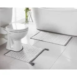 B&M Diamond Woven Pedestal Mat - Grey