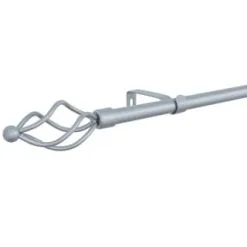 B&M Small Silver Twist Curtain Pole 122-213cm