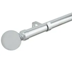 B&M Shiny Nickle Silver Orb Curtain Pole 70 - 120cm