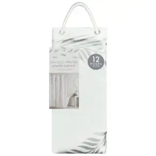 B&M Metallic Printed Shower Curtain - Silver Leaves