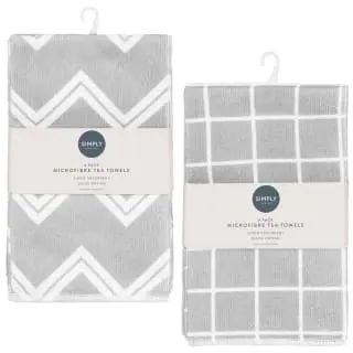 Simply Everyday Microfibre Tea Towels 4pk - Check - Image 4