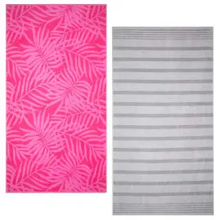 B&M Oversized Jacquard Beach Towel - Pink Tropical - Image 5