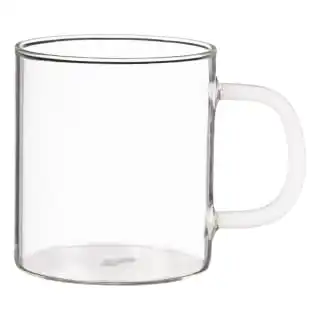 B&M Glass Mug With Coloured Handle