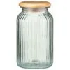B&M Large Ribbed Glass Jar With Wooden Lid