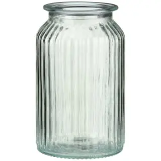 B&M Large Ribbed Glass Jar With Wooden Lid - Image 3