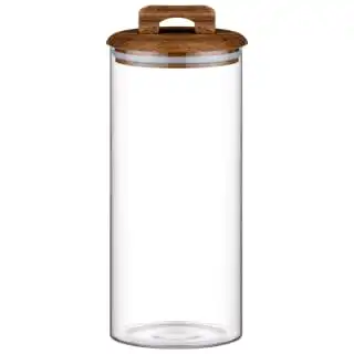B&M Large Glass Jar With Acacia Wood Lid