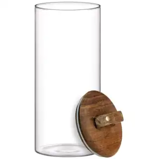 B&M Large Glass Jar With Acacia Wood Lid - Image 2